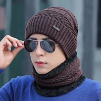 帽子男士冬天保暖加绒毛线帽围脖一体秋冬季骑行电动车防寒风棉帽 小标款-咖啡 均码(有弹力)