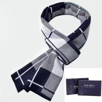 围巾男学生韩版秋冬季男士围巾加厚商务围巾男士格子围脖冬款网红 加厚--藏青三色格 单条围巾[寒冬自用]