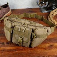 户外战术迷彩腰包男士多功能登山骑行大容量运动防水实用耐磨胸包 狼棕色