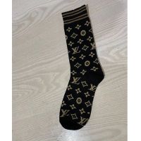 欧美潮牌拼色L字母中筒袜子女韩版棉袜堆堆袜女ins日系学院风长袜 LV黑色一双