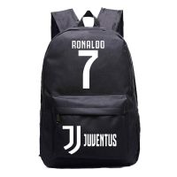 C罗背包尤文图斯7号双肩包学生书包男欧冠足球明星包CR7运动休闲 黑C罗7号白