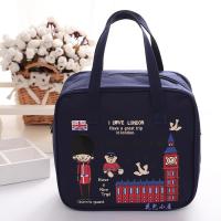 便当包大号手提包日韩卡通防水上班族小学生饭盒袋包带饭午餐袋子 深蓝伦敦