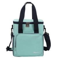 韩式加厚圆形饭盒袋大号便当包手提保温桶袋子防水冷藏保鲜冰包 BO-02(青色)送4个冰袋