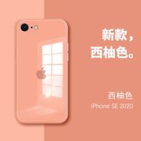 苹果11手机壳玻璃iPhonex 678pro液态硅胶Xs Max镜头全包se保护套 西柚色玻璃壳 iPhone SE(