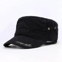 纯棉平顶帽帽子男士冬天春秋韩版潮户外军帽棒球鸭舌帽遮阳帽吉普 黑色 均码(56-61cm)大小可调节