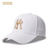 帽子女韩版潮夏季网眼棒球帽女士鸭舌帽防晒遮阳太阳帽女夏季街头 GESGSXM-MY-白底金标 可调节(55-60cm)