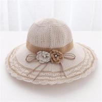 帽子女新款帽子夏季防晒女太阳帽女士遮阳帽女防紫外线防晒帽遮脸 麻棉两朵花遮阳帽--米色 可调节