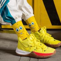 欧美欧文5海绵宝宝菠萝屋袜子男长筒派大星章鱼哥中筒卡通篮球袜 海绵宝宝 1双装