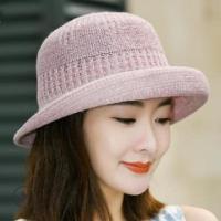 春季帽子女新款百搭圆脸防晒渔夫帽文艺太阳帽优雅夏季英伦礼帽 紫色 可调节