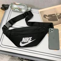 观摩耐克韩版腰包挎包男斜挎单肩胸包女小包百搭ins帆布背包潮牌 标配黑色