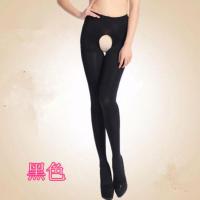 春秋款开档天鹅绒加肥特大码性感免脱打底裤袜加长加厚连裤袜子女 黑色 开裆天鹅绒[连袜80-130斤]