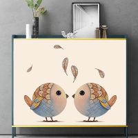 鞋柜遮挡帘衣柜布帘橱柜帘子厨房门帘玄关柜防尘布帘隔断帘魔术贴 坠爱之鸟布帘 宽40*高70cm