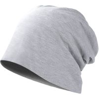 帽子男包头帽夏薄款头巾帽女月子夏光头堆堆空调帽套头帽透气睡帽 光板浅灰色