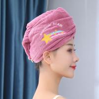 干发帽女超强吸水速干帽子加厚洗头毛巾包头巾擦头发神器刺绣浴帽 紫红色-彩虹(单层)