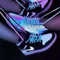 AF1鞋带3m全息反光镭射适配空军一号AJ1变色龙球鞋装饰扁平鞋带绳 全息白色-120cm（适配6对鞋孔）
