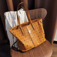 女士单肩包2021新款潮托特包网红购物袋大容量软皮手提包百搭大包 黄色