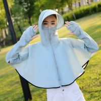 帽子女夏季韩版学生骑车防晒帽全脸遮脸遮阳帽防紫外线户外太阳帽 (大沿普通款)灰蓝色