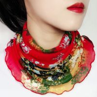 围脖围巾脖套女小丝巾套头颈圈薄款护颈椎春夏季秋百搭时尚假领子 红色 倾国倾城