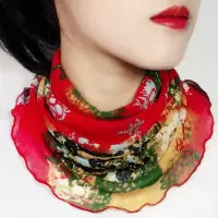 围脖围巾脖套女小丝巾套头颈圈薄款护颈椎春夏季秋百搭时尚假领子 红色 倾国倾城