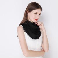 桑蚕丝围脖女护颈领圈薄款防晒套头护颈夏围巾女冬款网红脖套 黑色120长30宽
