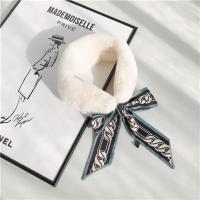 毛毛围巾女冬季保暖新款仿獭兔毛围脖仿皮草女士泫雅风毛领子秋冬 白毛领黑米链条 均码