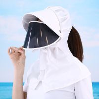 夏季空顶遮阳帽子女大帽檐太阳帽大沿遮脸护颈防紫外线新款防晒帽 白色[镜片可拆卸款]
