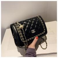 小香风包包女2020新款高级感时尚百搭ins菱格链条单肩斜挎小方包 黑色