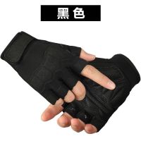 伞兵战术户外半指手套男女健身运动骑行登山装备军迷用特种兵手套 伞兵半指【黑色】 M