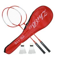 羽毛球拍耐打高弹力成人打不烂学生耐打儿童超轻防断线专业双拍子 加强防断普通款红色[赠2球+拍包]