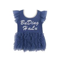 2020夏季儿童泳装中小童宝宝洋气泳衣女童连体游泳衣小女孩网纱韩 蓝色 100