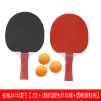 [拉力拍]乒乓球拍成人中小学生儿童比赛训练初学者横拍直拍双拍 初学者乒乓拍 2支+3球+塑料泡壳