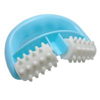 瘦腿滚轮按摩器手持式泡沫轴按摩棒腿部按摩狼牙棒肌肉放松器健身 海蓝色