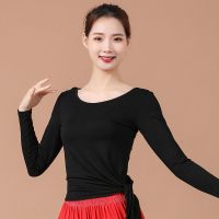 舞蹈服装女广场舞套裙民族风上衣长袖新款跳舞裙子成人大摆裙套装 黑色纯色长袖上衣 M