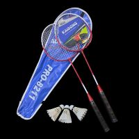 羽毛球拍双拍成人耐打高弹力初学儿童学生耐用型套装打不烂 红色2支装送3个球+2个手胶+拍包