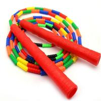 五彩竹节花样跳绳学生儿童软硬双色竹节珠子跳绳体育用品厂家促销 五彩(手柄红色)