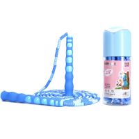 竹节跳绳幼儿园儿童彩虹珠子跳绳中小学生花式跳神表演珠节绳子 橡胶手柄双色软珠（蓝色）