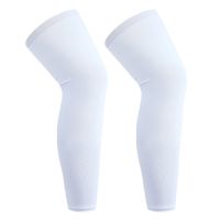 护腿裤男篮球护膝袜套过膝袜加绒加厚腿套女防晒专业运动护具装备 白色薄款两只 送袜子手环 XS(儿童款50-70斤)
