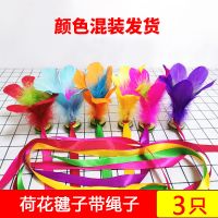 毽子儿童小学生比赛专用花毽幼儿园带绳子鸡毛键耐踢成人健身毽球 荷花毽吊绳 3个装
