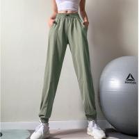 速干瑜伽长裤女高腰宽松束脚运动裤薄款跑步工装裤休闲学生健身裤 绿色 S (80-96斤)