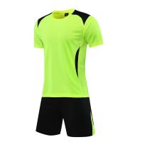 夏季运动套装男休闲跑步服短袖T男士运动衣训练服篮球服足球服 318#荧光绿 M