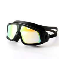 大框泳镜近视男女高清防水防雾学生游泳眼镜成人泳帽套装潜水镜 8025黑色（电镀款）