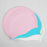 ins护目大框泳镜女防雾防飞沫高清游泳眼镜男女通用复工复学必备 硅胶泳帽[粉+蓝+白] OPP袋装