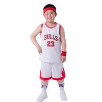 儿童篮球服男夏季运动背心短裤套装中大童小学生男孩训练速干球衣 特价GN白色23号无赠品 身高100-110cm