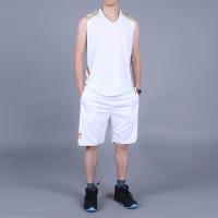 夏季新款加肥加大码篮球服套装男比赛训练服运动跑步背心短裤球衣 757白色 L