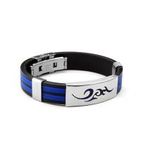 手环火焰纹钛钢硅胶男士手链篮球运动手饰韩版腕带情侣学生首饰品 火焰手链 蓝色