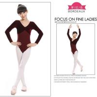 儿童长袖丝绒棉氨舞蹈服成人芭蕾舞服女童舞蹈服练功服体操服 枣红色 180码建议身高150-155cm