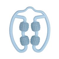 环形夹腿按摩器瘦小腿神器肌肉型瑜伽按摩滚轮滚轴健身手持滚腿棒 蓝框-蓝色