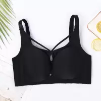 哺乳内衣喂奶母乳防下垂胸罩孕妇怀孕期聚拢无钢圈文胸性感交叉带 黑色 34/75[BC通杯 薄款]