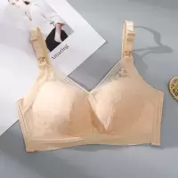 哺乳内衣防下垂聚拢纯棉喂奶孕妇文胸罩怀孕期薄款夏季bra专用女 交叉蕾丝款肤色 75B