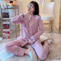 纯棉孕妇睡衣春秋冬季月子服产后哺乳夏季薄款怀孕期外出产妇套装 8823-6纯棉 M码[建议85斤-100斤]